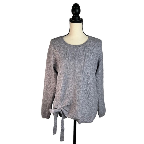 T Tahari Knit Sweater Lilac Multi Large Tie At Waist Medium Weight Winter NEW - Picture 1 of 10